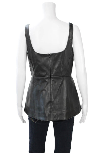 Proenza Schouler White Label Women Vegan Leather Biker Tank Black Size 6