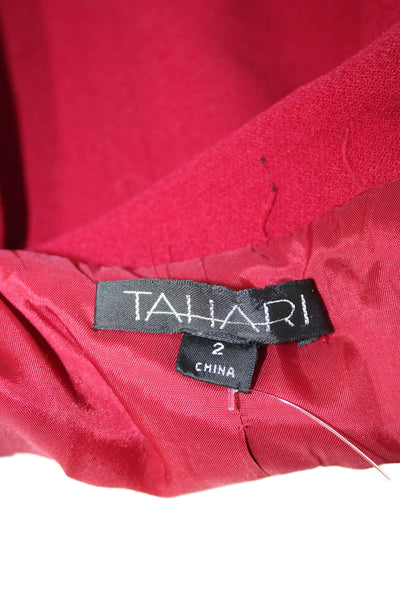 Tahari Women Red Wool Blend Collared Blazer Long Sleeve Size 2