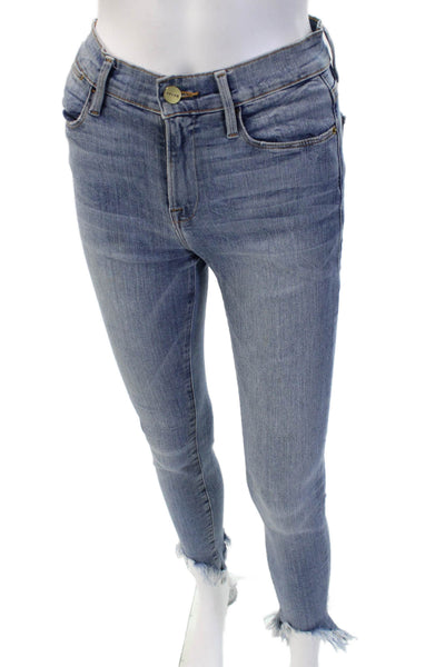 Frame Women Light Blue Ankle Skinny Jeans Mid Rise Inseam 26 Size 25
