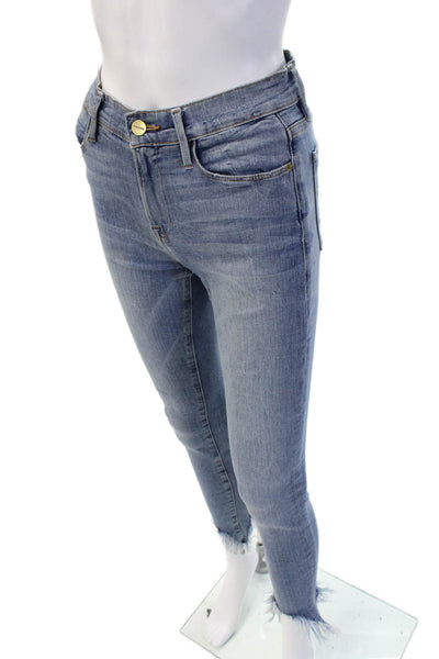 Frame Women Light Blue Ankle Skinny Jeans Mid Rise Inseam 26 Size 25