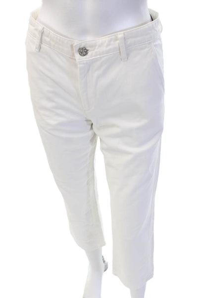 AG Womens Cropped Khakis White Mid Rise Button 24in Inseam Size 28