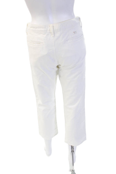 AG Womens Cropped Khakis White Mid Rise Button 24in Inseam Size 28