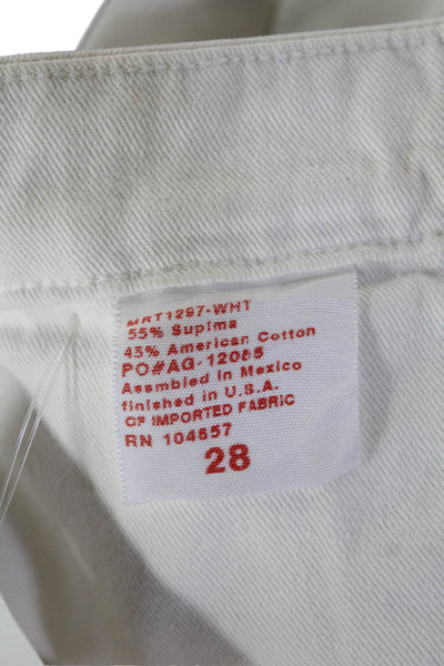 AG Womens Cropped Khakis White Mid Rise Button 24in Inseam Size 28