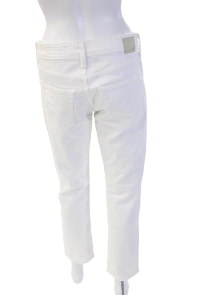 AG Womens White Cropped Boyfriend Jeans Mid Rise Petites Size 25