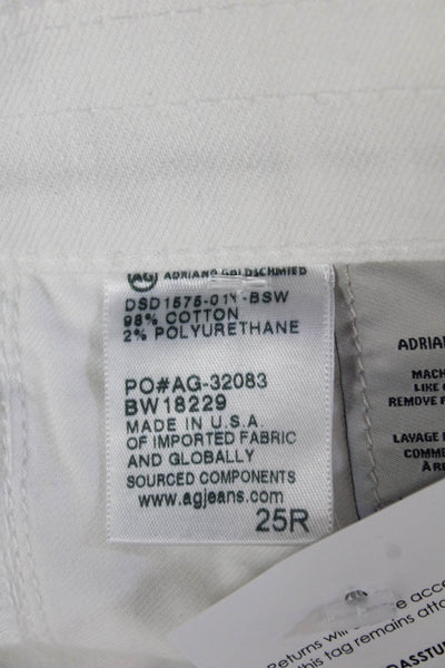 AG Womens White Cropped Boyfriend Jeans Mid Rise Petites Size 25