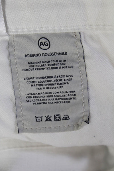AG Womens White Cropped Boyfriend Jeans Mid Rise Petites Size 25