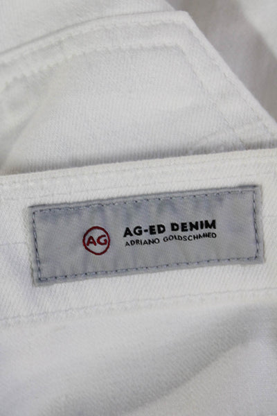 AG Womens White Cropped Boyfriend Jeans Mid Rise Petites Size 25