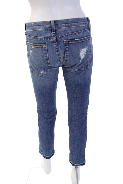 Rag & Bone Jean Women Ankle Cropped Jeans Blue Mid-Rise Button Size 25