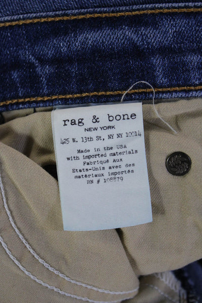Rag & Bone Jean Women Ankle Cropped Jeans Blue Mid-Rise Button Size 25