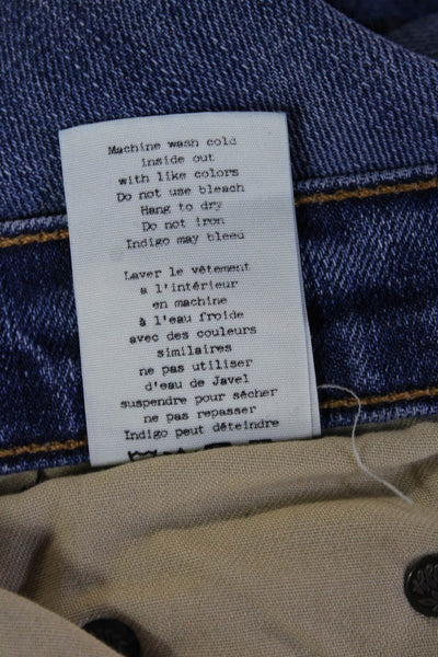 Rag & Bone Jean Women Ankle Cropped Jeans Blue Mid-Rise Button Size 25