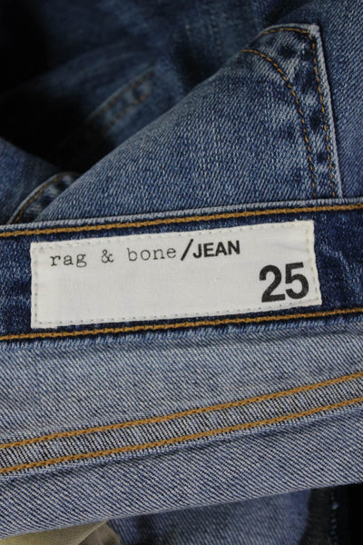Rag & Bone Jean Women Ankle Cropped Jeans Blue Mid-Rise Button Size 25