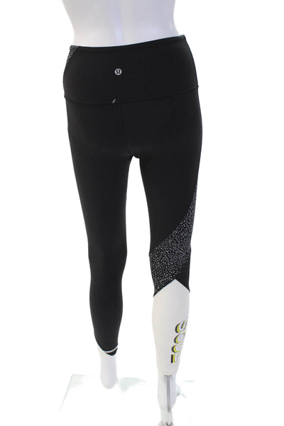 Lululemon Women Ankle Leggings Black Geometric 69% Nylon 31% Elastane Size 4