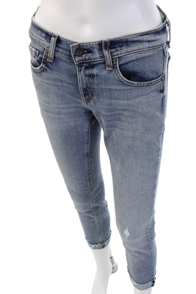 Rag & Bone Jean Womens Ankle Cropped Skinny Jeans Blue Mid Rise Button Size 24