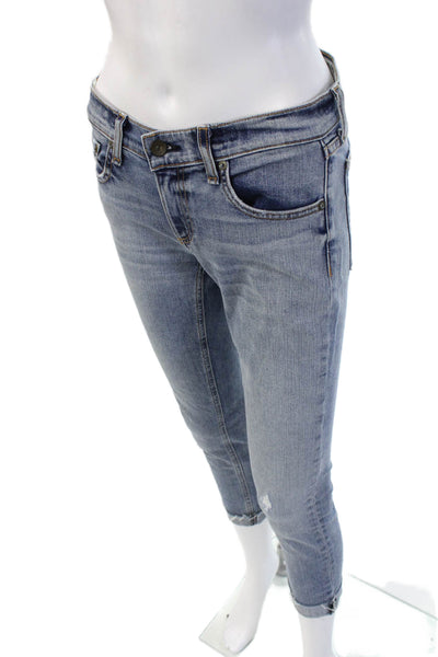 Rag & Bone Jean Womens Ankle Cropped Skinny Jeans Blue Mid Rise Button Size 24