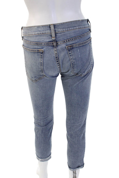 Rag & Bone Jean Womens Ankle Cropped Skinny Jeans Blue Mid Rise Button Size 24
