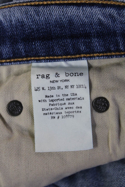 Rag & Bone Jean Womens Ankle Cropped Skinny Jeans Blue Mid Rise Button Size 24