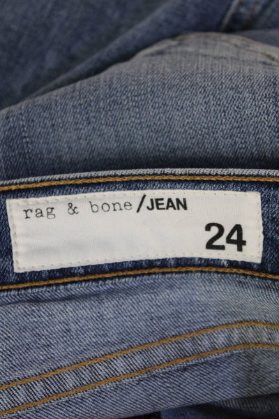 Rag & Bone Jean Womens Ankle Cropped Skinny Jeans Blue Mid Rise Button Size 24