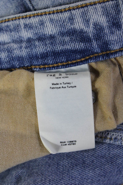 Rag & Bone Women Ankle Cropped Skinny Jeans Light Blue Mid-Rise Button Size 25