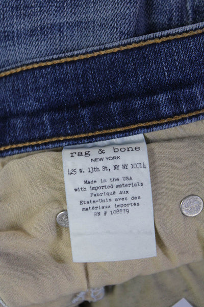 Rag & Bone Womens Skinny Ankle Jeans Blue Mid Rise Button 26in Size 24