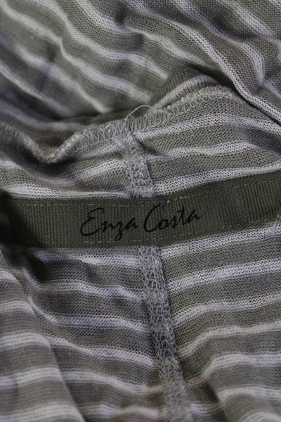 Enza Costa Womens Striped Linen Viscose Sleeveless Tank Round Neck Size XS