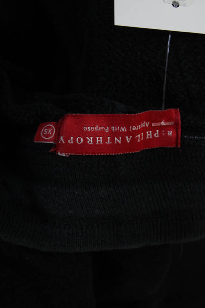 Philanthropy Women Jogger Sweatpants Black Drawstring Cotton Viscose Size XS