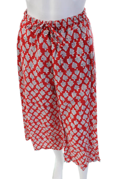 Free For Humanity Womens Red Floral Cropped Pants Drawstring Bohemian Size S