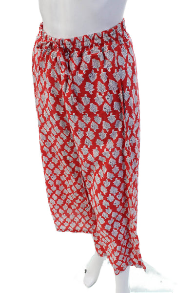 Free For Humanity Womens Red Floral Cropped Pants Drawstring Bohemian Size S