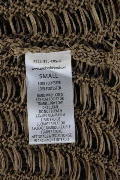 Solid & Striped Women Shirt Dress Beige Sleeveless Collared Long Size S