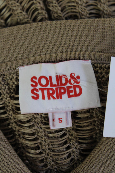 Solid & Striped Women Shirt Dress Beige Sleeveless Collared Long Size S