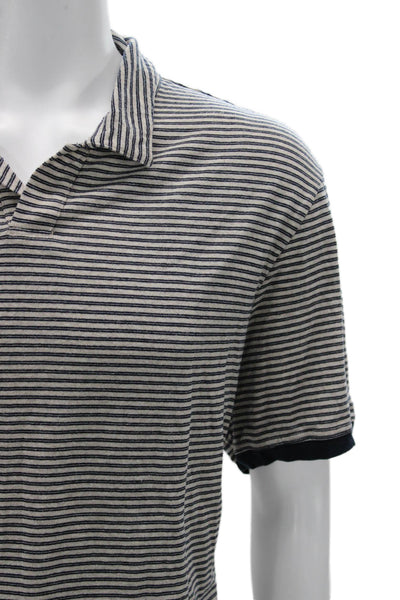 Velvet by Graham & Spencer Mens Striped Beige Polo Short Sleeve Size 2X