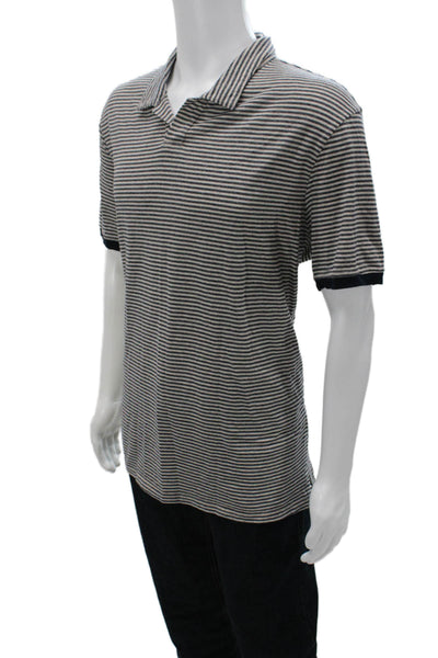 Velvet by Graham & Spencer Mens Striped Beige Polo Short Sleeve Size 2X