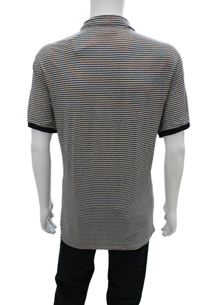 Velvet by Graham & Spencer Mens Striped Beige Polo Short Sleeve Size 2X