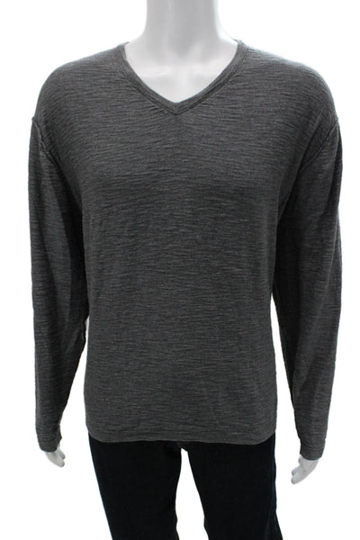 Impermeable Platinum Mens V-Neck Solid Long Sleeve Sweater Dark Gray Size 2XL