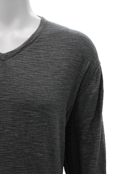 Impermeable Platinum Mens V-Neck Solid Long Sleeve Sweater Dark Gray Size 2XL