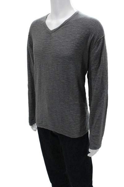 Impermeable Platinum Mens V-Neck Solid Long Sleeve Sweater Dark Gray Size 2XL