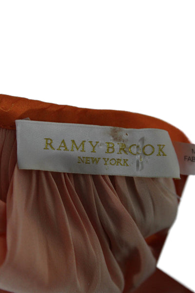 Ramy Brook Womens Orange Blouson Sundress High Neck Button Sleeveless Size XS