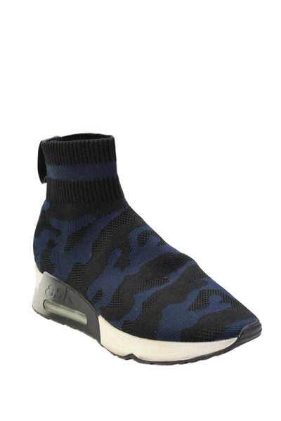 Ash Womens Low Heels Printed Slip On Sock Sneakers Shoes Blue Combo Size 9