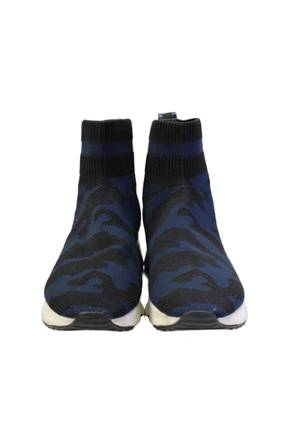 Ash Womens Low Heels Printed Slip On Sock Sneakers Shoes Blue Combo Size 9