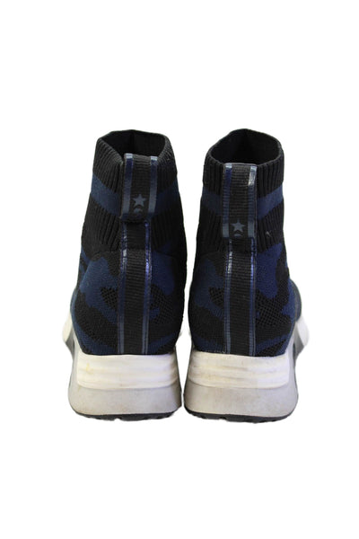 Ash Womens Low Heels Printed Slip On Sock Sneakers Shoes Blue Combo Size 9