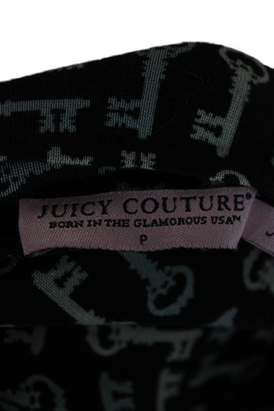 Juicy Couture Women Black Silk Shift Dress High Neck Long Sleeve Size PP