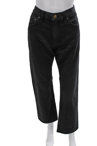 Current/Elliott Women Mom Cropped Black Mid Rise Jeans 30in Inseam Size 30