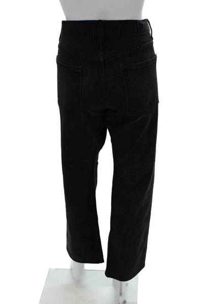 Current/Elliott Women Mom Cropped Black Mid Rise Jeans 30in Inseam Size 30