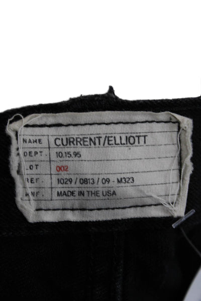 Current/Elliott Women Mom Cropped Black Mid Rise Jeans 30in Inseam Size 30