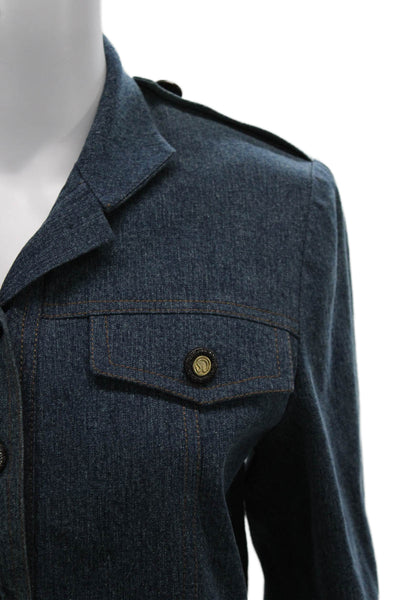 St. John Sport By Marie Gray Womens Military Jacket Dark Blue Cotton Size 6