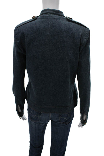 St. John Sport By Marie Gray Womens Military Jacket Dark Blue Cotton Size 6