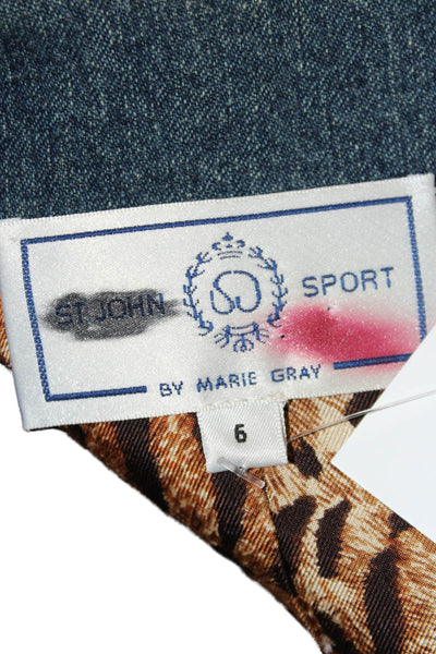 St. John Sport By Marie Gray Womens Military Jacket Dark Blue Cotton Size 6