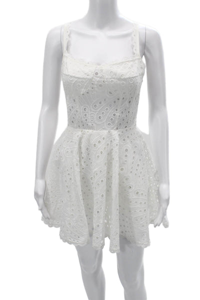 Charo Ruiz Women Fit & Flare Sundress White Square Neck Sleeveless Size M