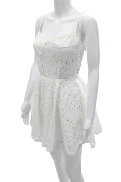 Charo Ruiz Women Fit & Flare Sundress White Square Neck Sleeveless Size M