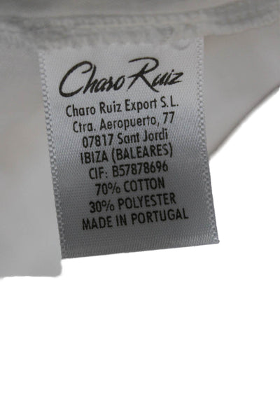 Charo Ruiz Women Fit & Flare Sundress White Square Neck Sleeveless Size M