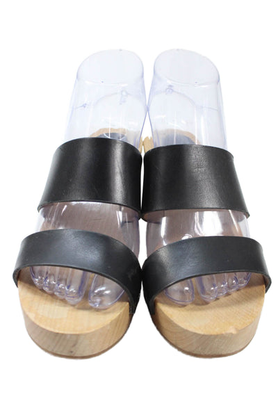 Madewell Womens Leather Slide On Sandals Heels Black Size 7.5